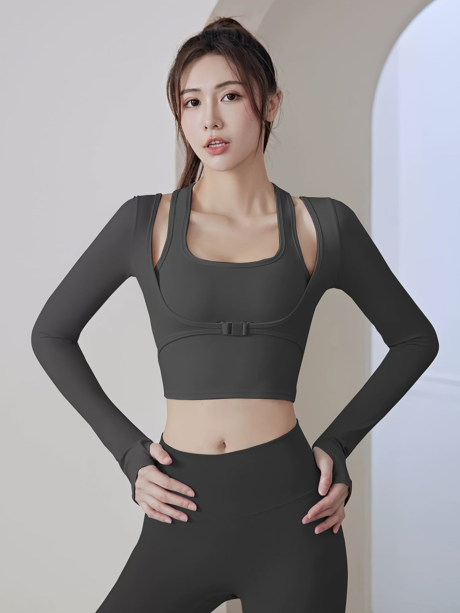 Halter Neck Yoga Crop Top Slimming Sports Crop Shirt