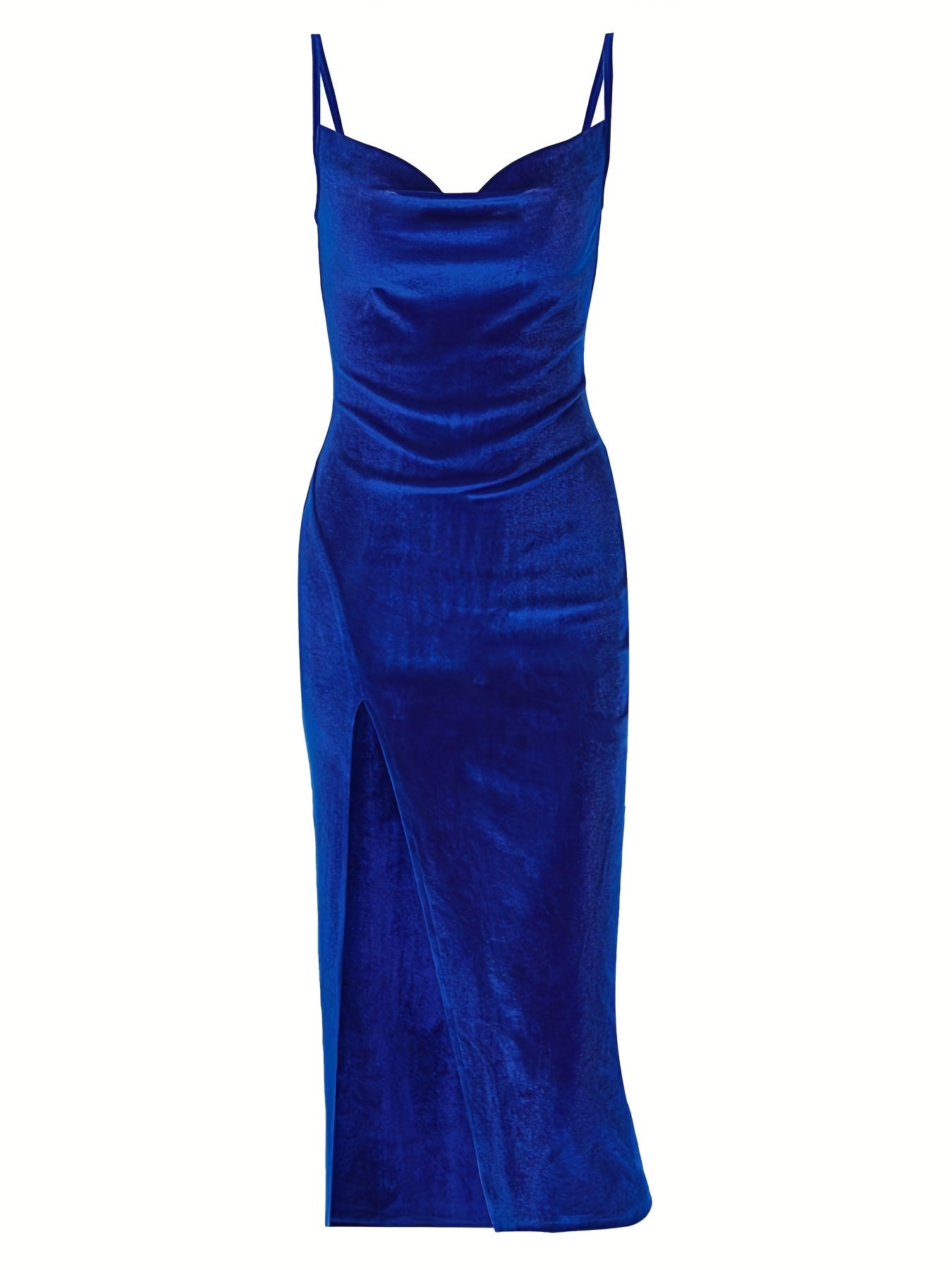 Split Thigh Ruched Dress Spaghetti Sleeveless Party Dress Women's Clothing