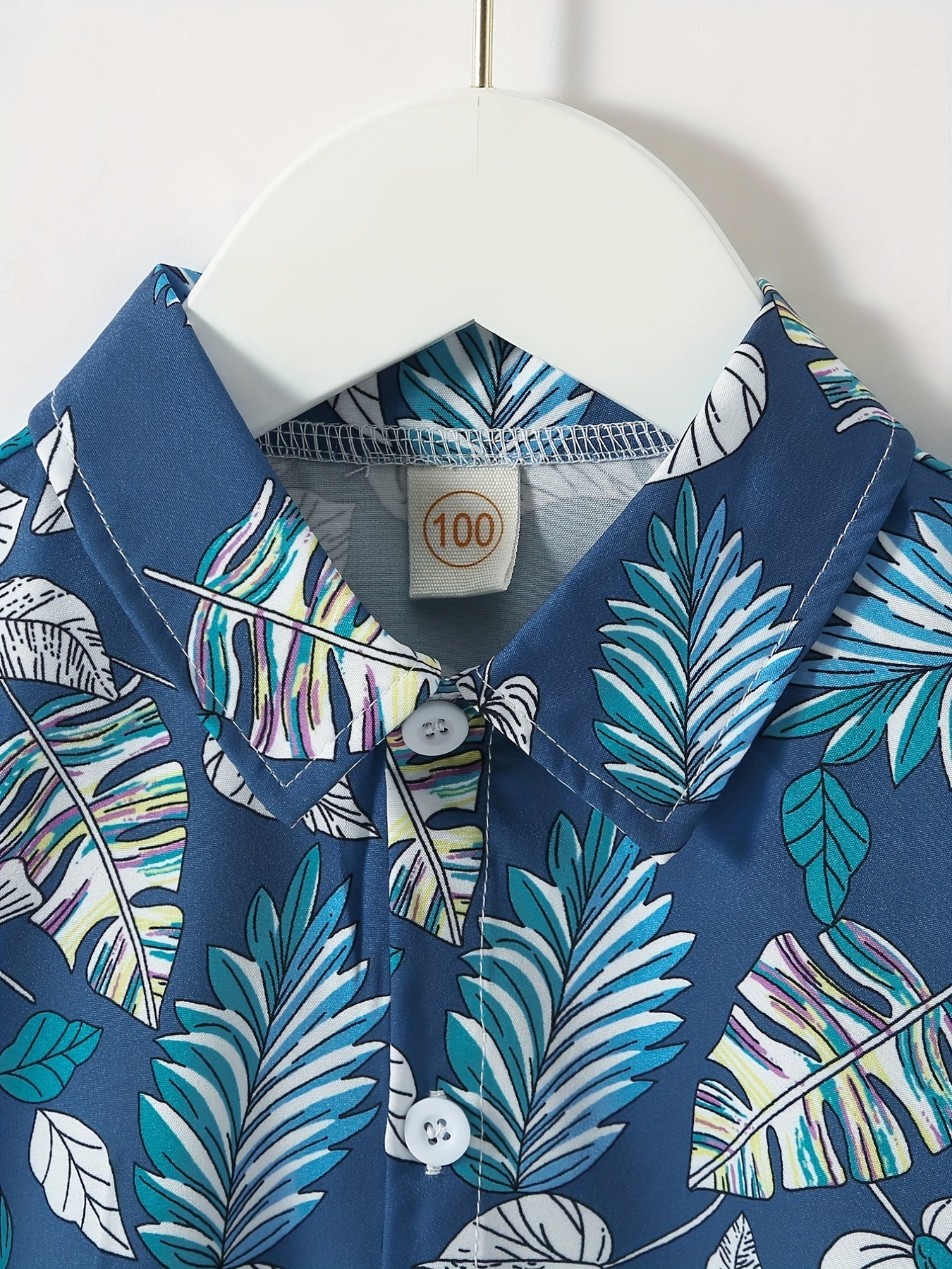 2pcs Toddler Boys Tropical Leaves Shirt & Shorts Set