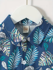 2pcs Toddler Boys Tropical Leaves Shirt & Shorts Set