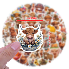 Highland Cow Stickers Vintage Vinyl Decals for Laptops Phones Cars Bikes