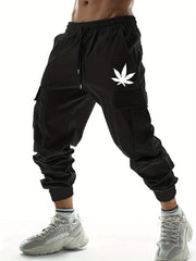 Leaf Pattern Cargo Pants Men's Joggers for Spring Summer