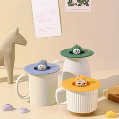 Cartoon Silicone Cup Cover Non-slip Dustproof Tea Cup Lid