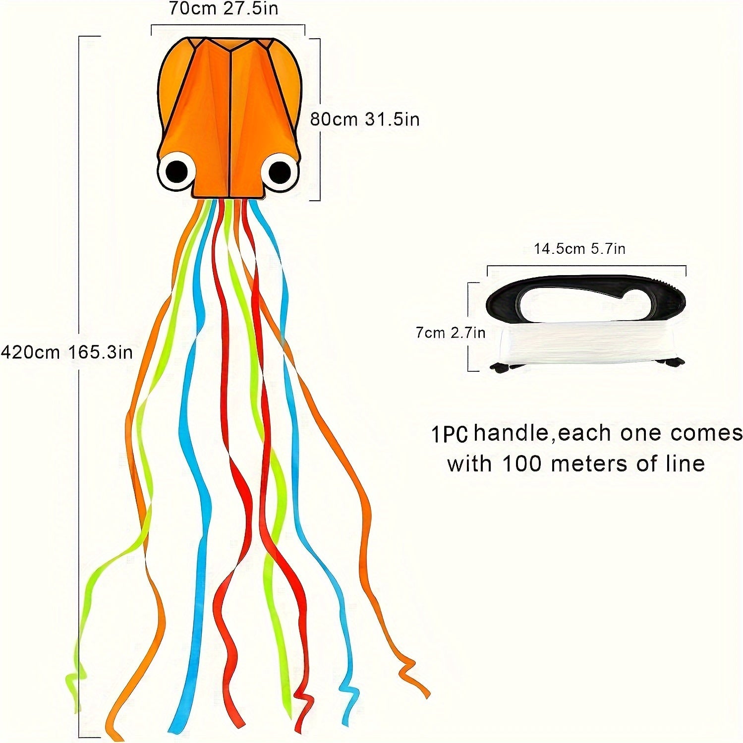 Large Octopus Kite with Colorful Tail for Adults - Beginner Outdoor Kite