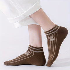 5 Pairs Cartoon Bear Print Ankle Socks Women's Stockings