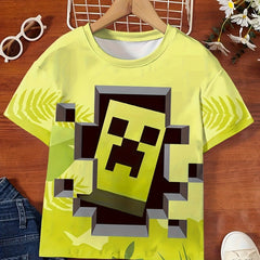 Girls 3D Monster Print Short Sleeve T shirt For Summer Party