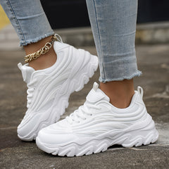 Solid Breathable Comfortable Heighten Chunky Sneakers Casual Versatile