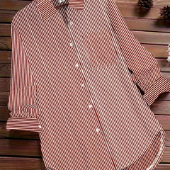 Stripe Print Button Up Long Sleeve Blouse