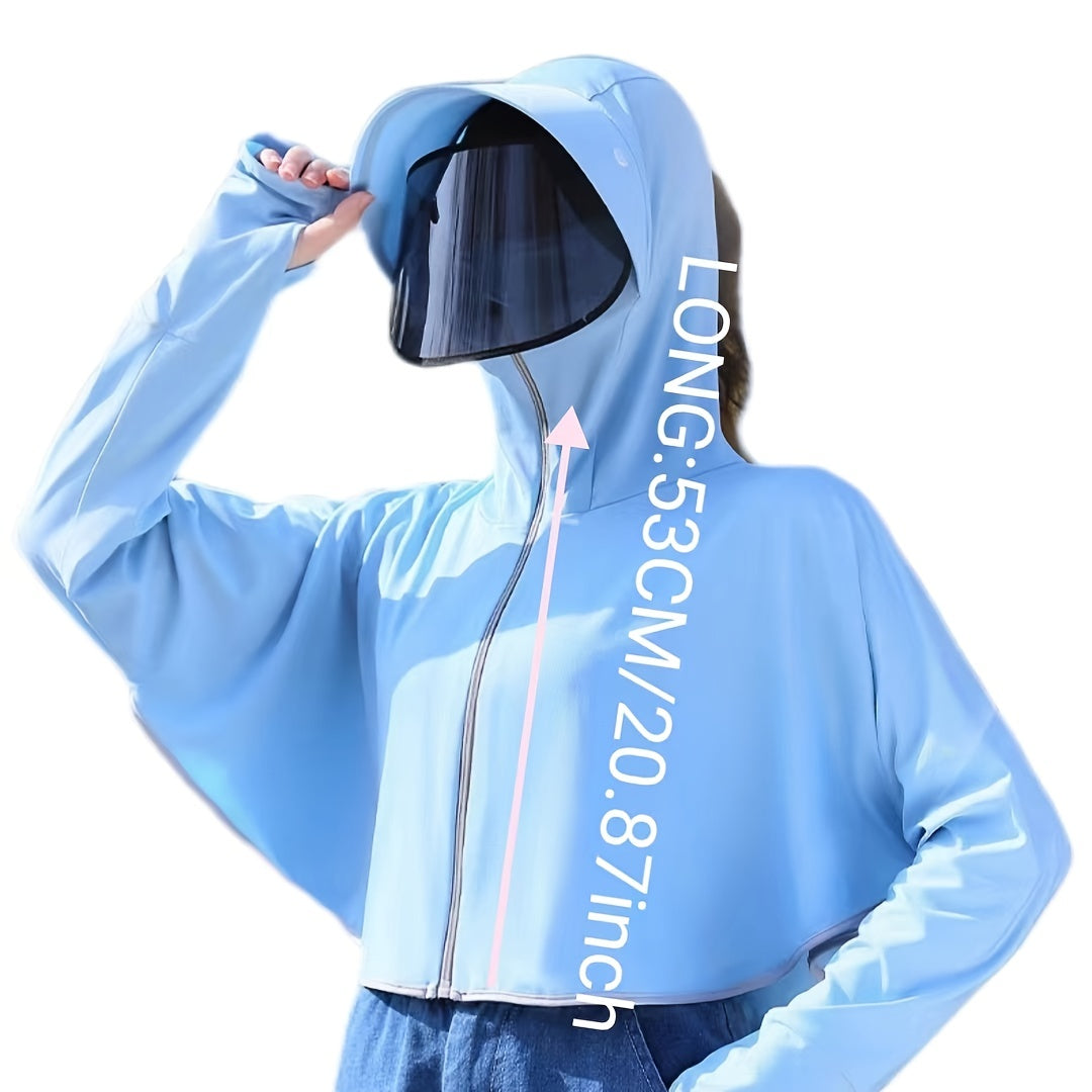 Women's Summer Sun Jacket with Hooded Lens Breathable Sunshade
