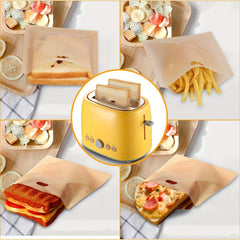 5/10 Pack Non-Stick Reusable Toast Bags Heat Resistant Easy to Clean