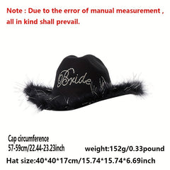 Y2K Feather Fedora Cap Rhinestone Bride Jazz Hat Hip Hop Felt Hat