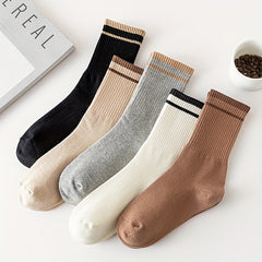 5 Pairs Long Sports Socks for Spring Autumn Winter