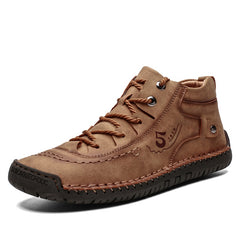Men's PU Leather Ankle Boots Lace up Sneakers Casual Walking Shoes