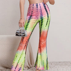 Tie Dye Block Print Flare Leg Yoga Pants
