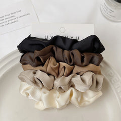 5pcs Solid Silk Hair Scrunchies for Women Girls Soft Elastic Scrunchie