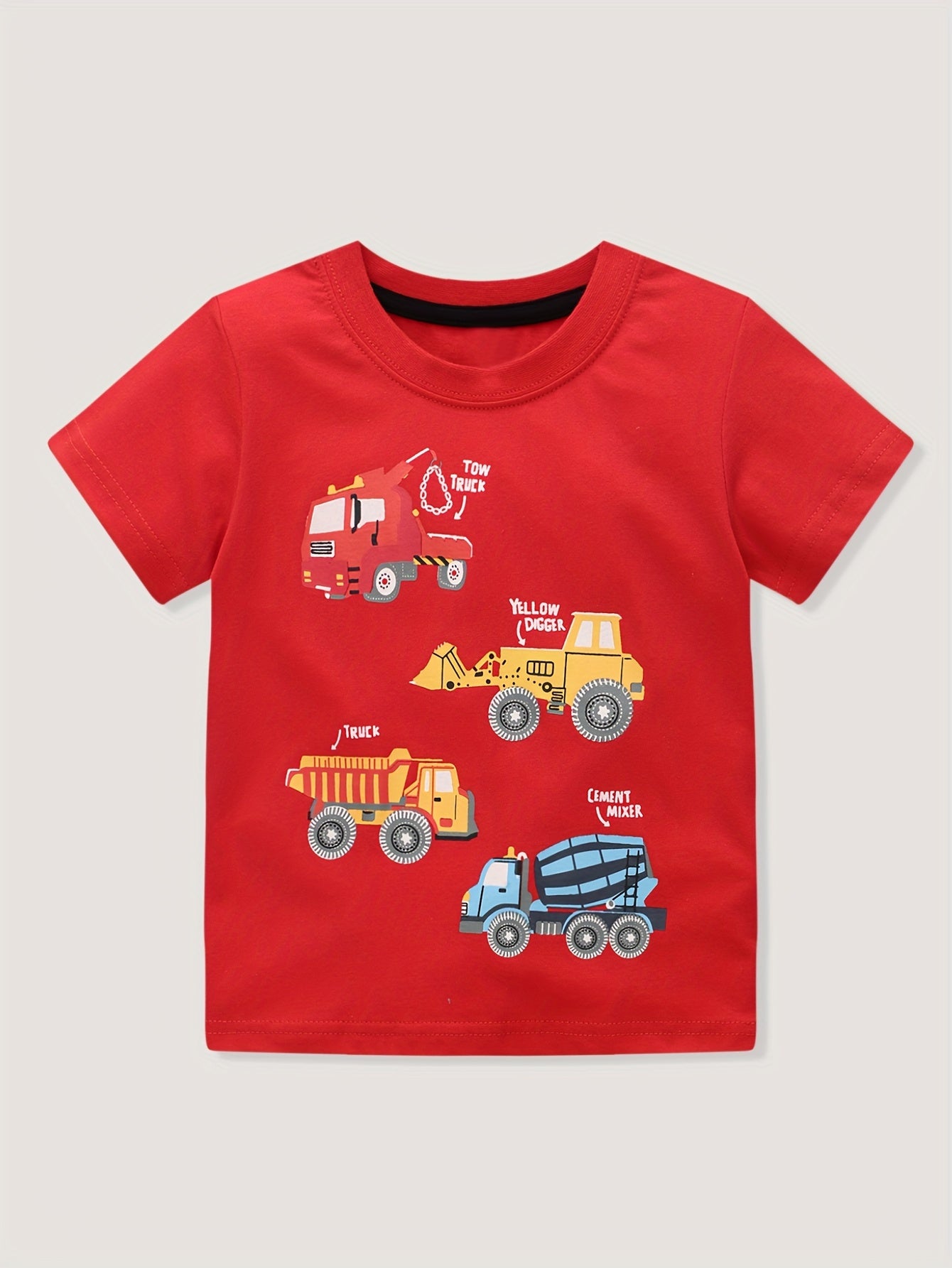 Boys Cartoon Car Print Short Sleeve T-shirt