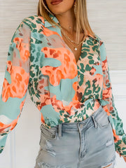 Leopard Print Long Sleeve Blouse