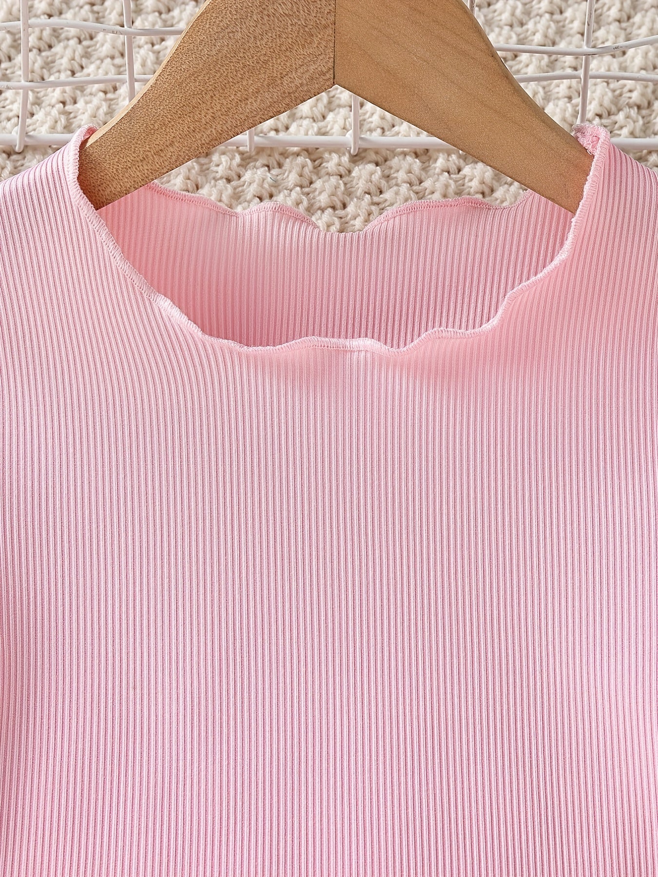 Girls Solid Bustier Round Neck Short Sleeve Pullover & Solid Shorts