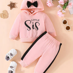 Baby Girls Bow Hooded Sweatshirt Trousers Set