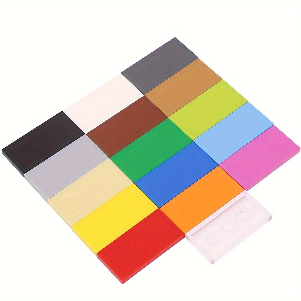 12pcs Building Block Set 2x4 Low Wall Flat Bricks Mixed Colors ABS Construction