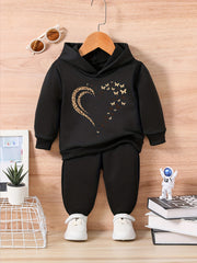 Heart Shape Butterfly Leopard Print Toddler Outfit Set