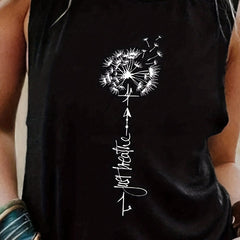 Dandelion Print Tank Top Women's Sleeveless Summer Tank Top