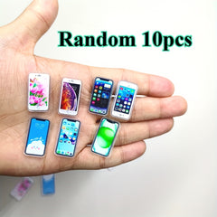 5pcs Dollhouse Mini Smart Phones 1:12 Scale Realistic Mobile Phone Model