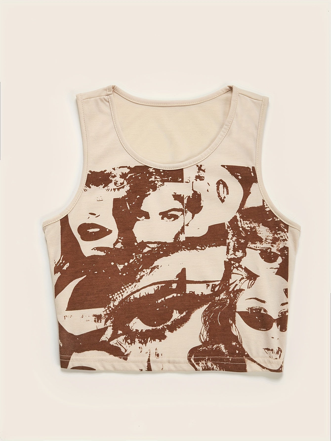 Y2K Portrait Print Sleeveless Tank Top for Summer