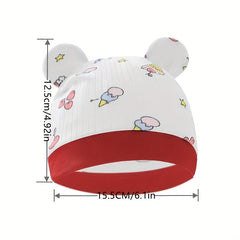 Newborn Cotton Baby Hat With Cartoon Embroidery For Kids