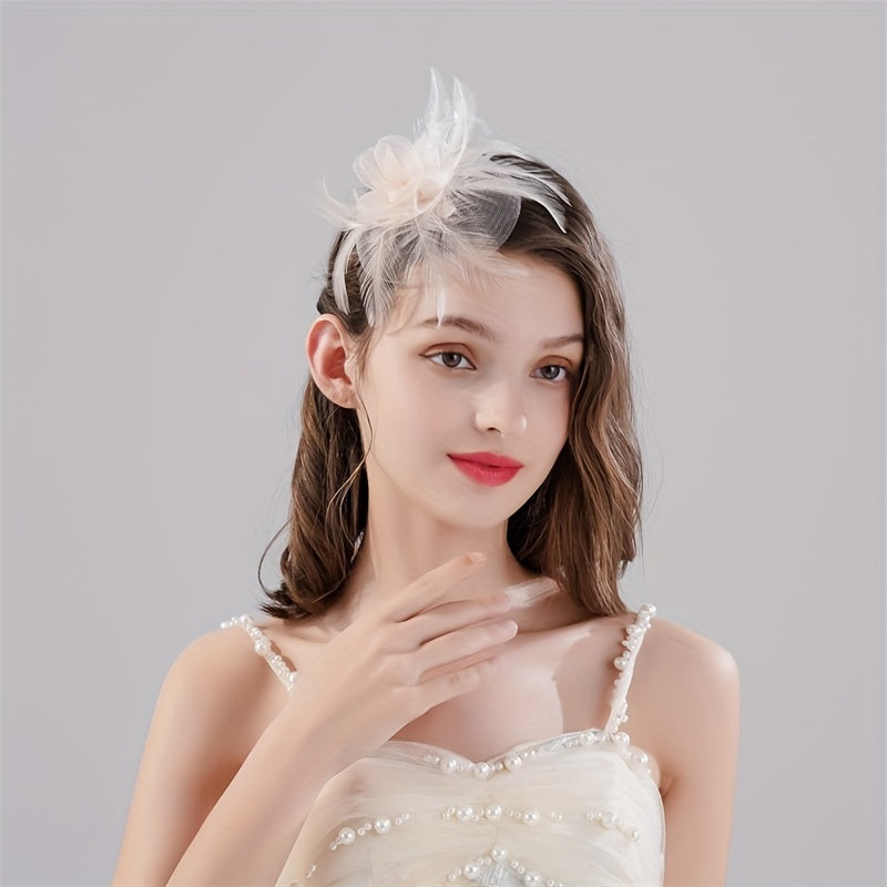 Mesh Flower Feather Head Piece Hair Accessories for Women