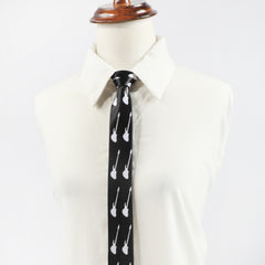 Guitar Print Necktie Solid Casual Tie for Women
