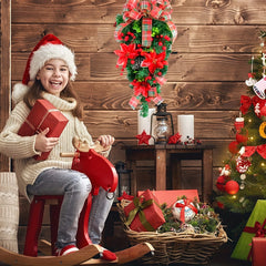 Christmas Ribbon Flower Hanging Decoration For Wall And Door