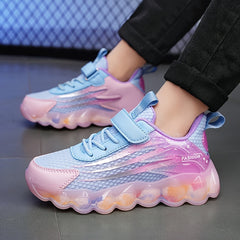 Girls' Hook and Loop Fastener Running Shoes Breathable Sneakers