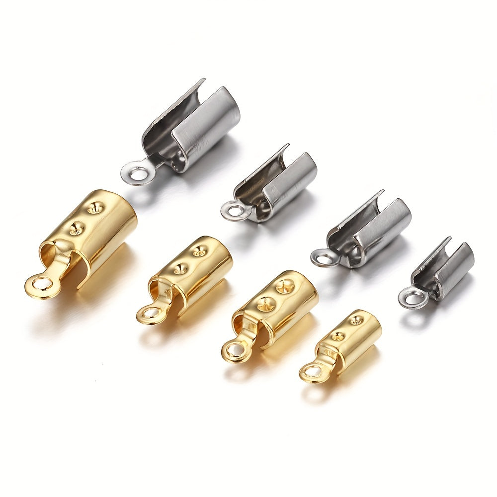 30pcs Stainless Steel Rope Chain Crimp Bead Caps For DIY Jewelry Making
