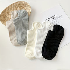 5 Pairs Ribbed Ankle Socks Breathable & Elastic Women's Stockings