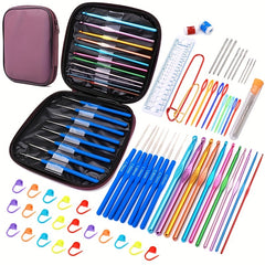 63pc Ergonomic Crochet Set for Beginners with 19 Sizes and 44 Accessories