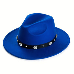 Large Brim Jazz Hat With Decoration Charm Top Hat