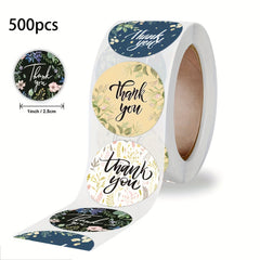 500 Thank You Flower Pattern Stickers Roll