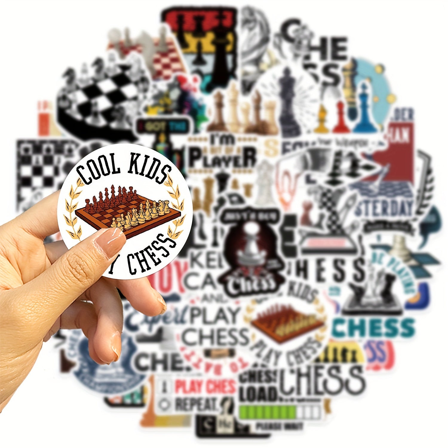 50pcs Cartoon Chess Game Stickers for Laptop Water Cup Decal