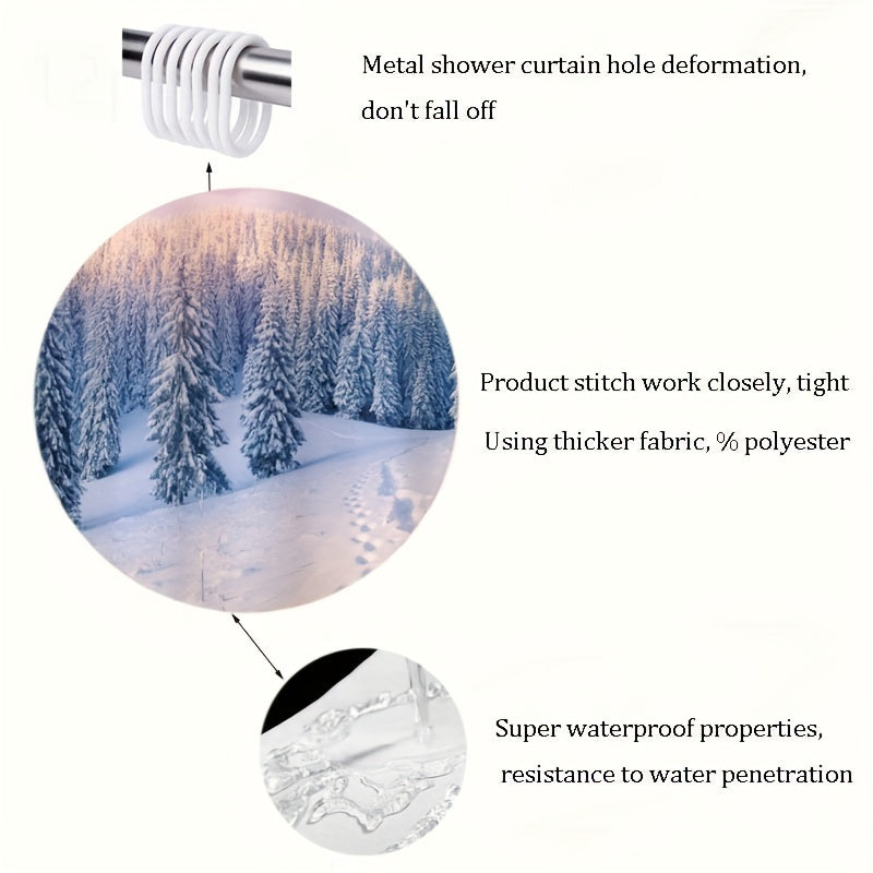 Winter Snowman Shower Curtain with Hooks