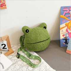 Cute Frog Plush Messenger Bag for Girls