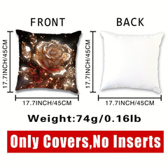 1pc Shining Rose Throw Pillow Covers Printed Throw Pillowcase