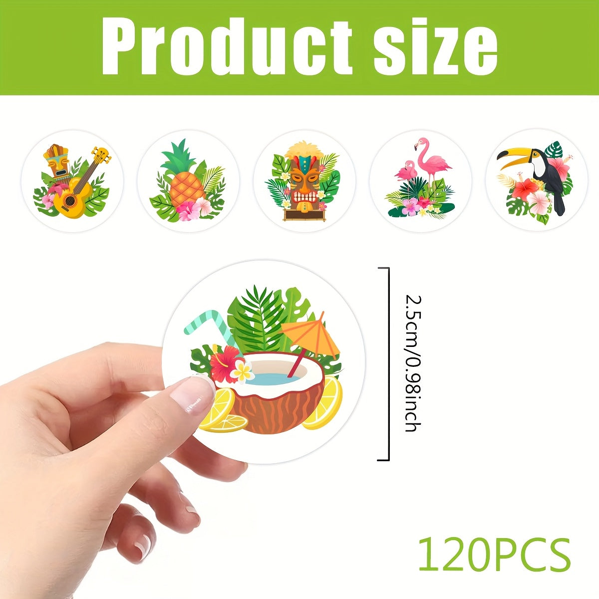 120pcs Hawaiian Flamingo Round Stickers for Birthday Parties & DIY Projects