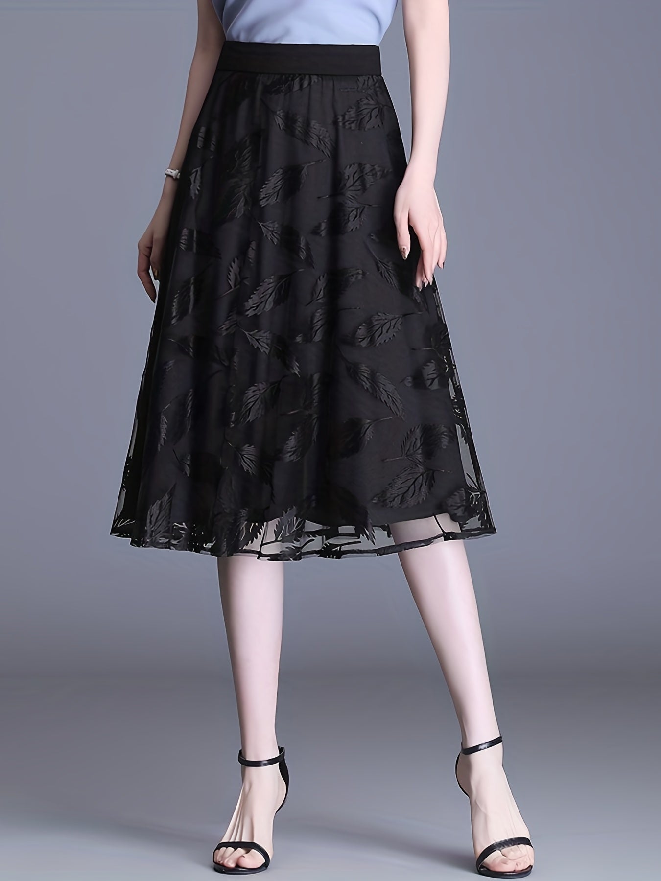 Solid Pleated Skirts High Waist A Line Knee Length Women's Clothing