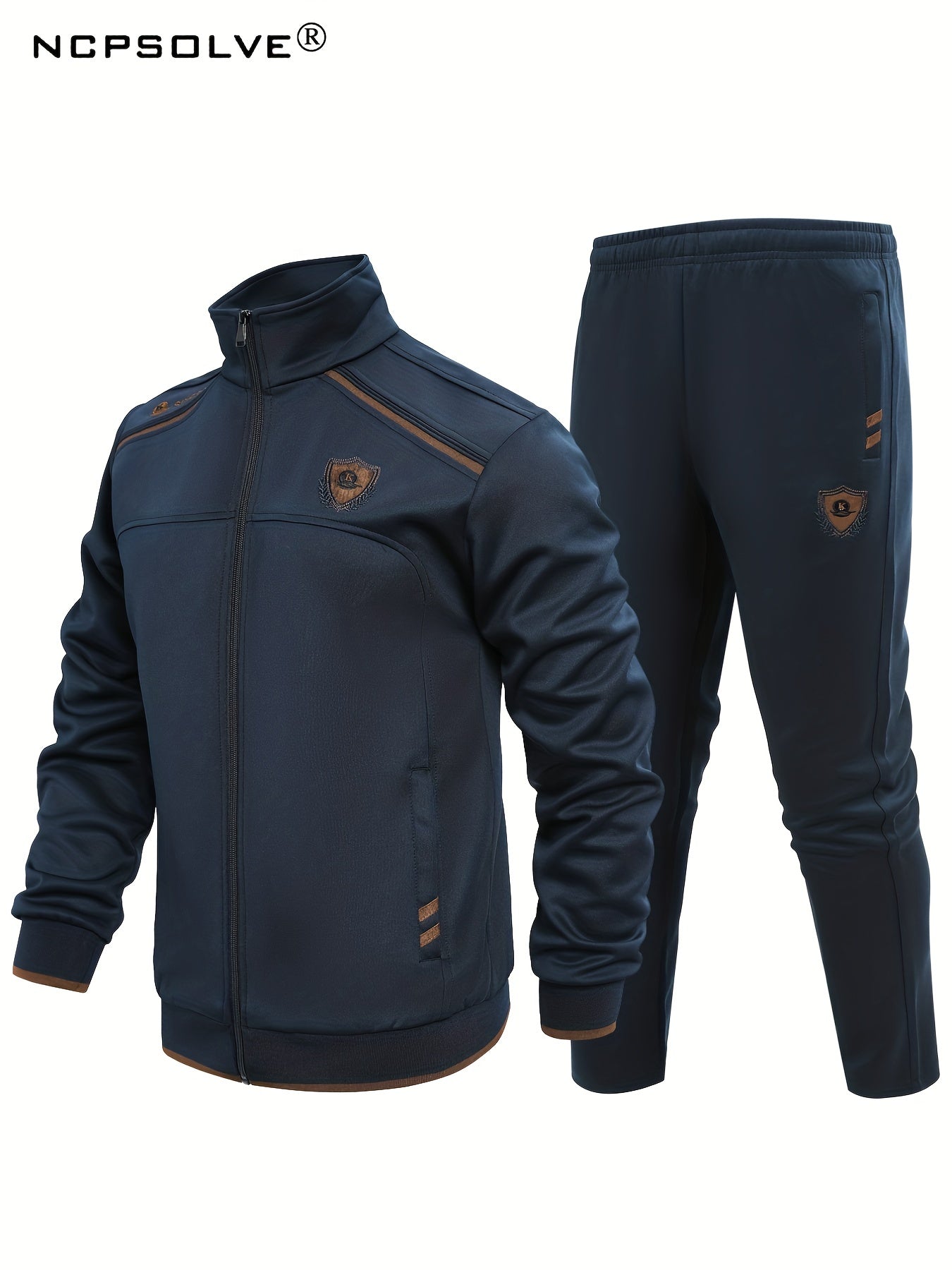 Men's Vintage Stand Collar Zip Up Sports Jacket & Comfy Pants