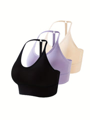 3pcs Seamless Halter Sports Bras Yoga Fitness Bra Women's Lingerie