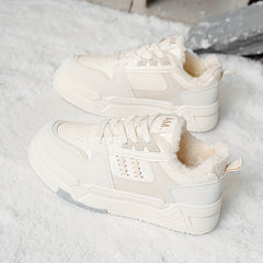 Women's Winter Skate Shoes Faux Fur Lined Low Sneakers Lace up