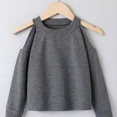 Girls Long Sleeve Off Shoulder Sweatshirt Spring Autumn