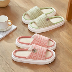 Women's Linen Slippers Platform Slide Sandals