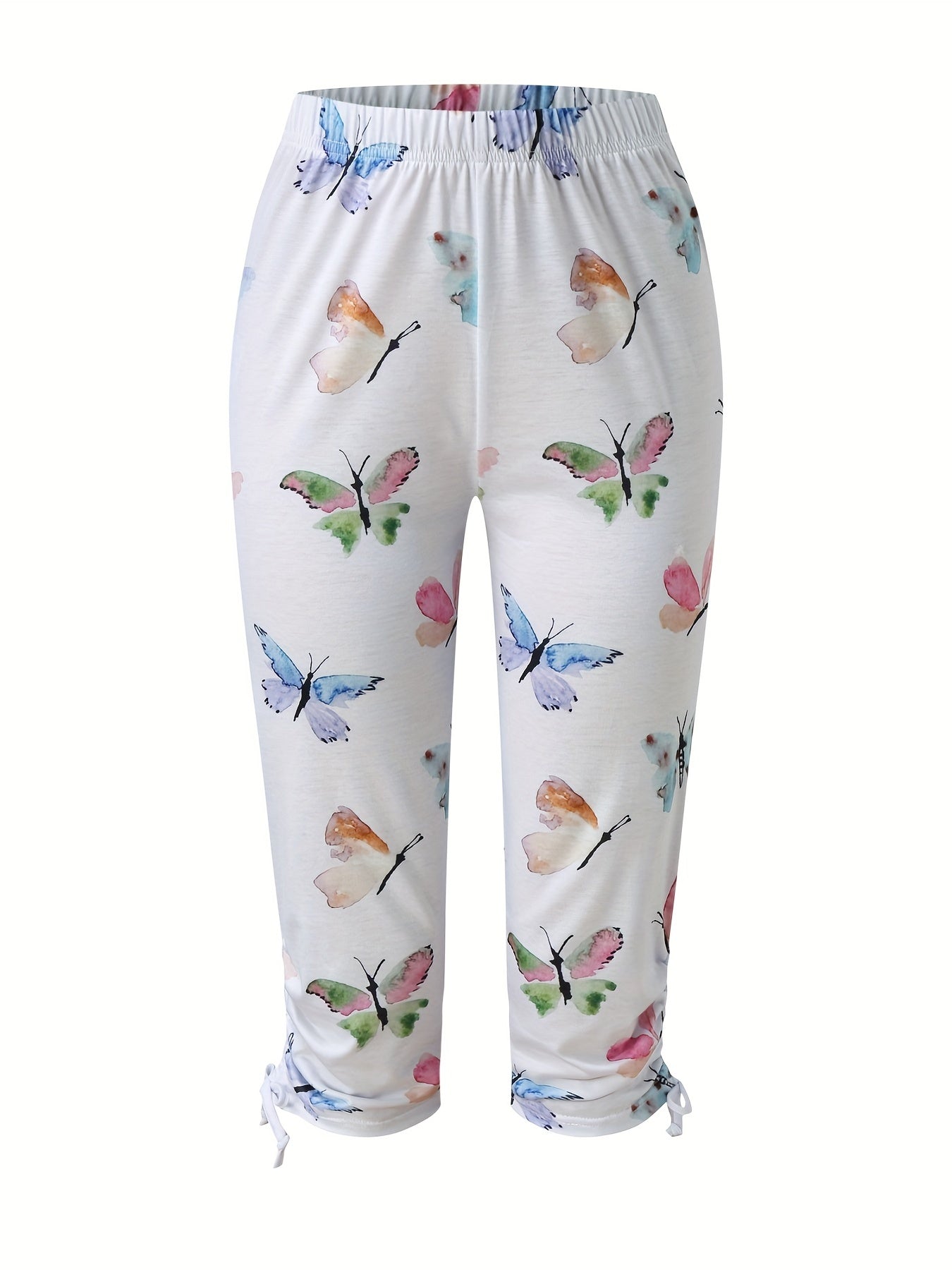 Solid Drawstring Cropped Leggings Casual Leggings